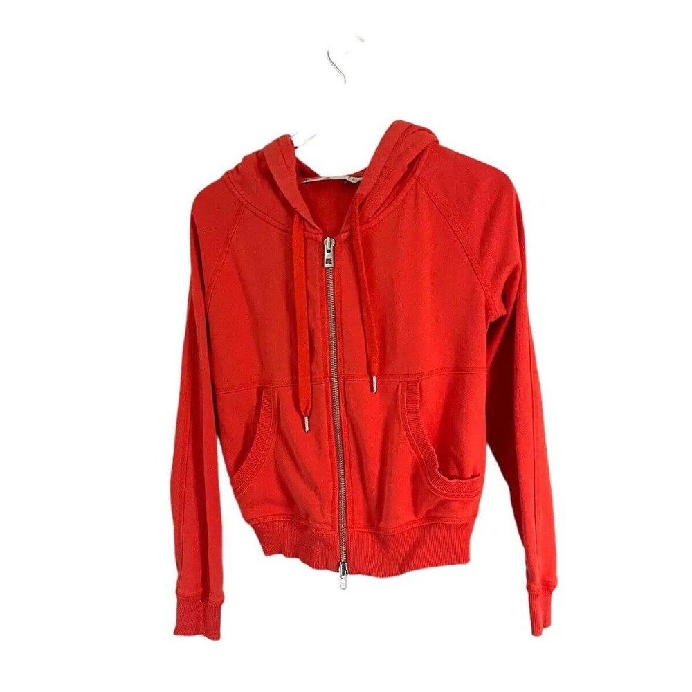 Stella Mccartney Adidas Hoodie Full Zip Womens Jacket SZ 38/Med Zip Hood Orange - Picture 3 of 6